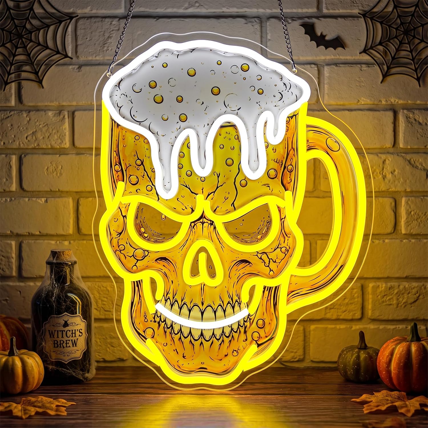 Neon Sign Party - Schedelbier-neonreclame, USB LED-neonlicht, Halloweenfeest, gamingkamer, slaapkamer,