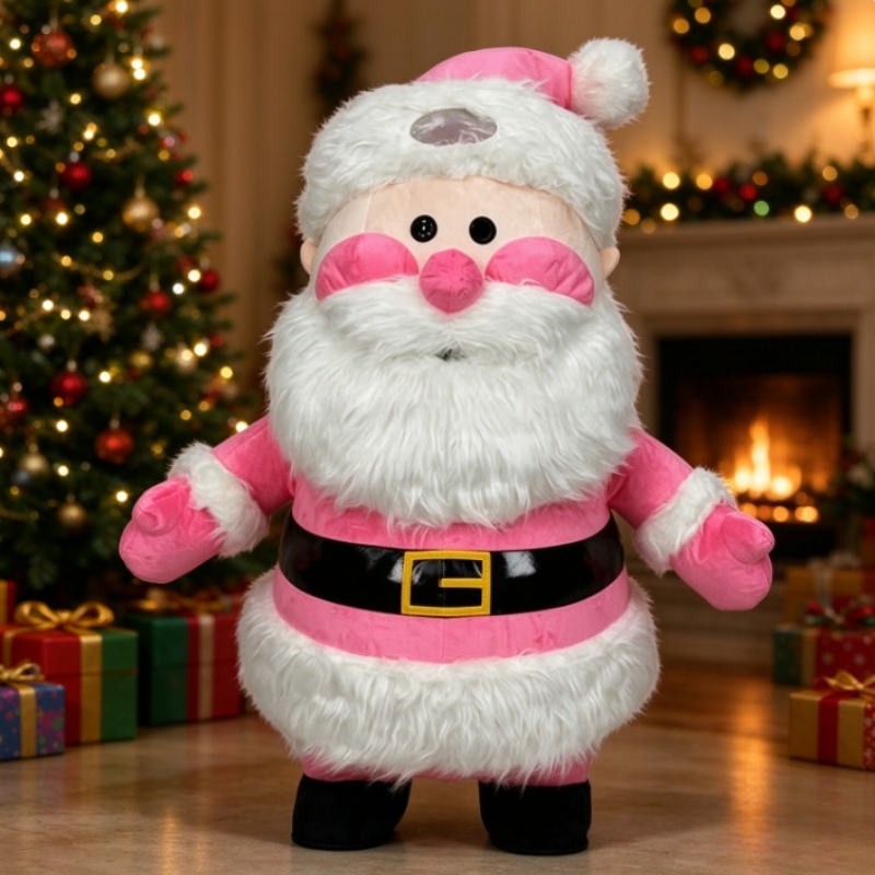 Roze opblaasbaar kerstmankostu - Event Party recensie en prijs