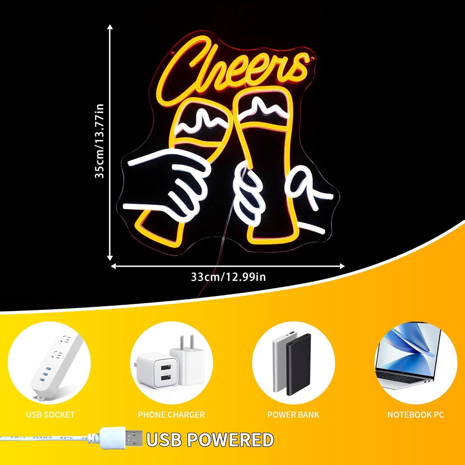 Cheers Cocktail Neonbord USB D - Neon Sign Party recensie en prijs